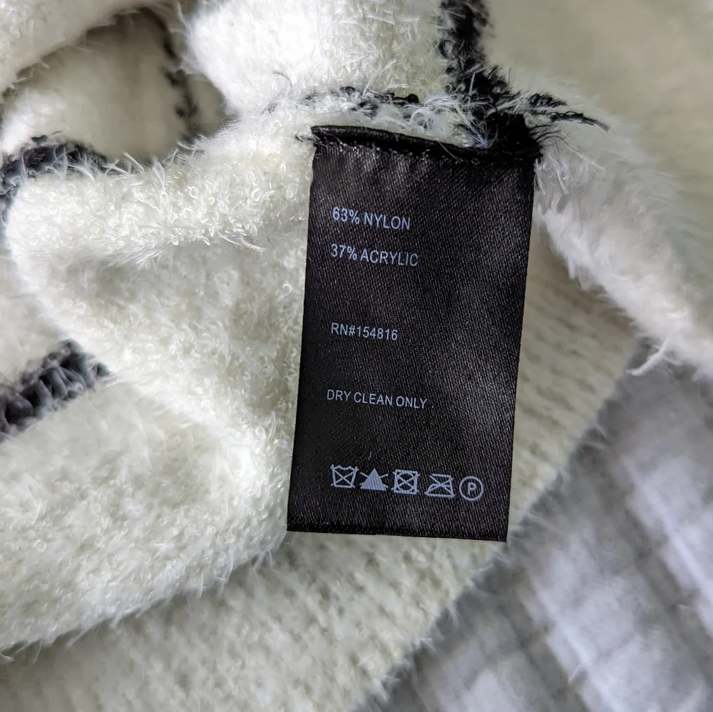 SOFT & FUZZY Black & White Striped Sweater - Picture 5 of 5